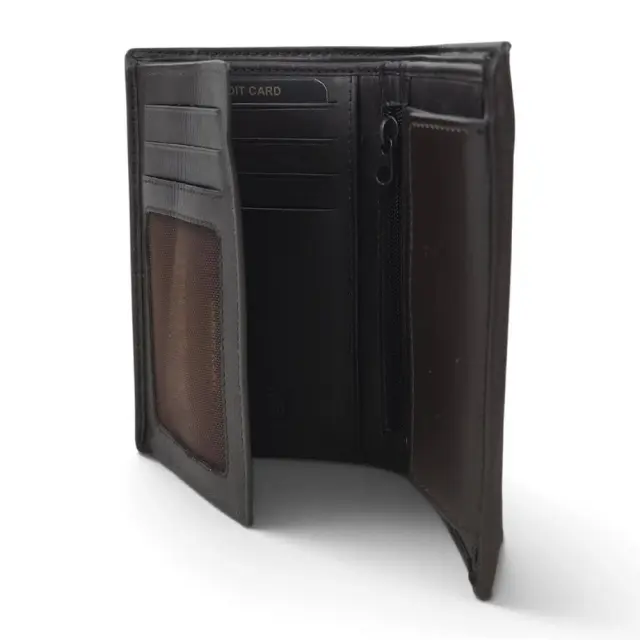 Κάθετο Δερμάτινο Πορτοφόλι Diplomat MN711 RFID με Cordura 13x9,5x2,5cm - Μαύρο 3