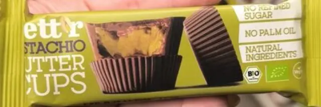 Βιολογικά Cups με πραλίνα Pistachio Xωρίς Ζάχαρη 39g - Bettr