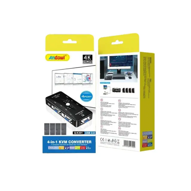Andowl 4 σε 1 KVM Μετατροπέας USB 2.0 Q-K301 - 4-Port KVN Converter 075661 3