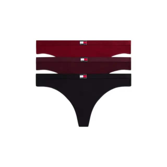 Tommy Hilfiger Γυναικείο String Flag Logo Band - Τριπλό Πακέτο, Χρώμα Rouge-Deep Burg-Black - L