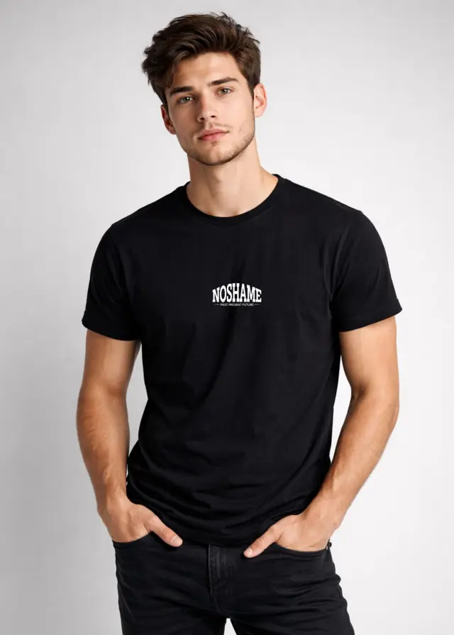 T-shirt Noshame® Μαύρο με τύπωμα - 152663 - XXL