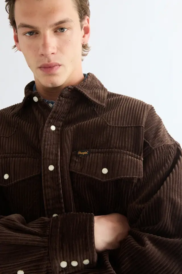 Wrangler Ανδρικό Κοτλέ Overshirt 112387001 - Coffee - XL 3