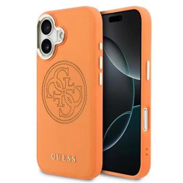 Guess PU Perforated 4G Logo MagSafe Case for iPhone 17 Orange