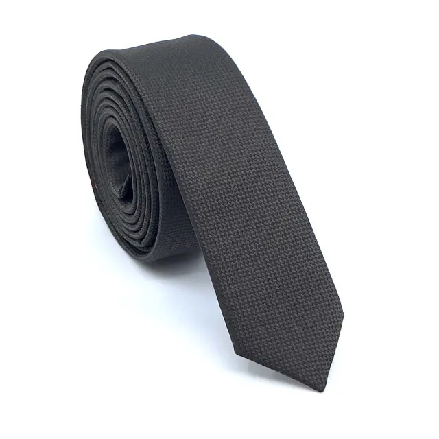 Καφέ Oxford Γραβάτα Slim 4,5 cm Σετ με Μαντηλάκι 3