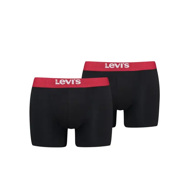 Levi's Ανδρικό Boxer Solid Basic Organic Cotton - Διπλό Πακέτο, Χρώμα Μαύρο-Κόκκινο - XL