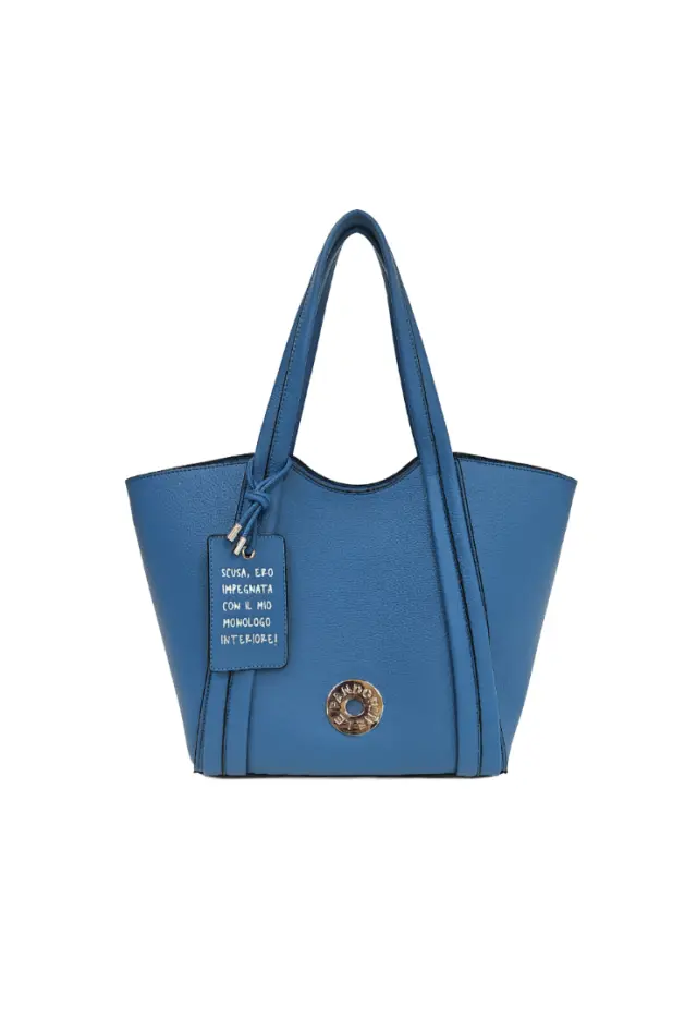 LE PANDORINE - Vicky shopping bag with decorative blue tag