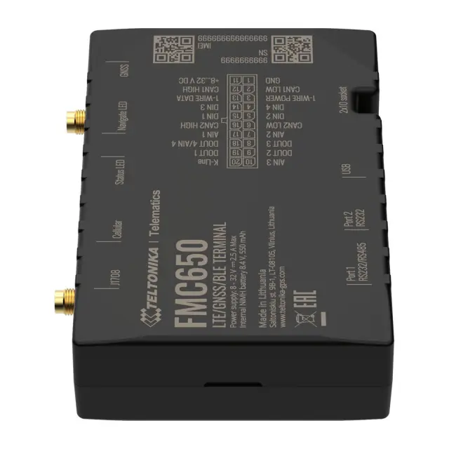 Teltonika Gps Tracker FMC650 - 4G Συσκευή εντοπισμού με 2 SIM και RS232 4G LTE Cat 1 για προηγμένες εφαρμογές και εξωτερικές κεραίες 2