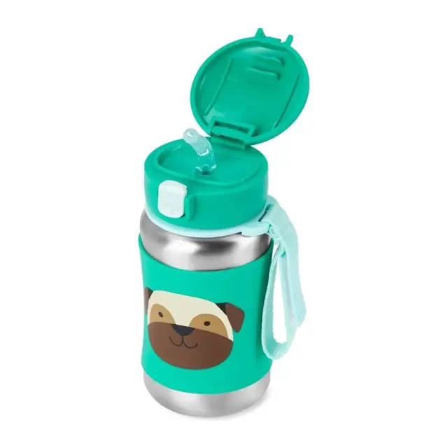 Skip Hop Zoo Ανοξείδωτο Παγούρι με Καλαμάκι 350ml Pug Teal 2