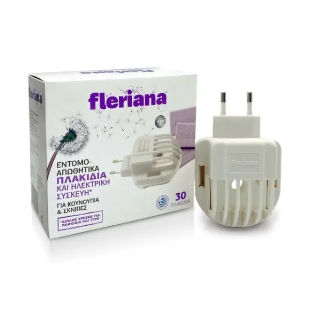 Power Health Fleriana, Εντομοαπωθητικά Πλακίδια + Ηλεκτρική Συσκευή Για Κουνούπια + Σκνίπες, 30 πλακίδια
