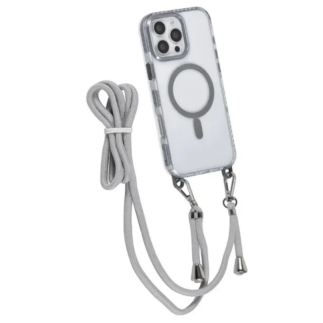 TUNIQ iPhone 16 Pro Max Back cover case - neck cord -TPU+PC - Grey