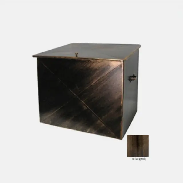 Μεταλλικό Κουτί Αποθήκευσης Ξύλων 63x54x44cm Πατίνα-Χρυσός / 103PG 2