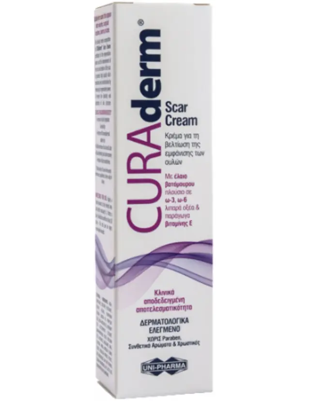 Uni-Pharma Curaderm Scar Cream Κρέμα Για Την Βελτίωση Της Εμφάνισης Των Ουλών, 50ml 2
