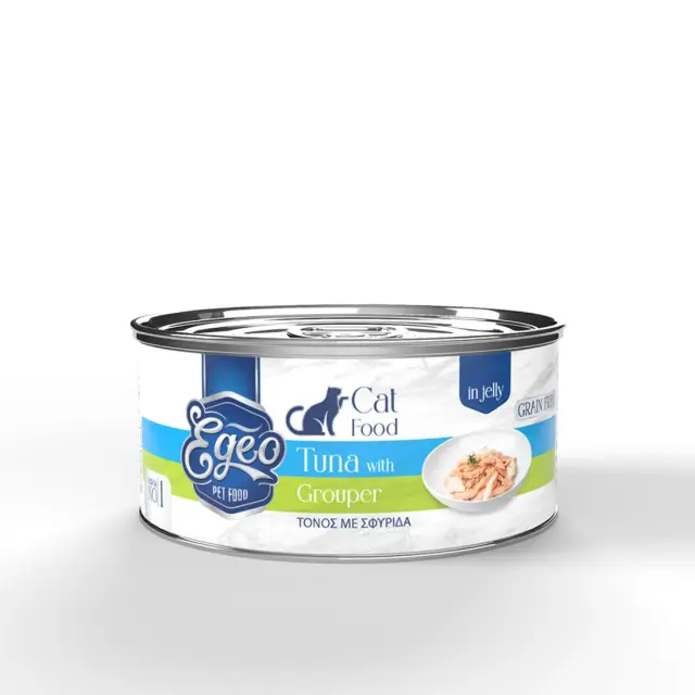 Egeo Υγρή Τροφή Adult Grain Free Γάτας Τόνος Με Σφυρίδα Σε Ζελέ 85gr Μονόχρωμο