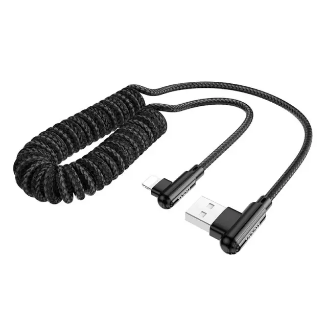 Καλώδιο σύνδεσης Hoco. DU40 Guard USB σε Lightning 2.4A Spring Cable Braided Μαύρο 0.45-1m 3
