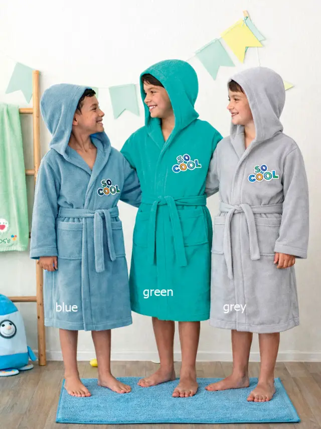 Μπουρνούζι παιδικό με κουκούλα Cool Green No 6-8 Palamaiki