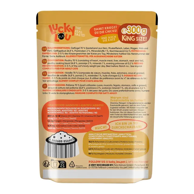 Lucky Lou LifeStage Adult Πουλερικά (με Παστινάκι)Grain Free – GMO Free – Sugar Free 300gr 3