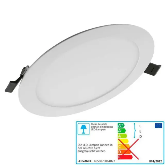 Πάνελ SLIM ALU OSRAM LEDVANCE 22W Στρογγυλό Χωνευτό Λευκό 3000K Θερμό Λευκό 2
