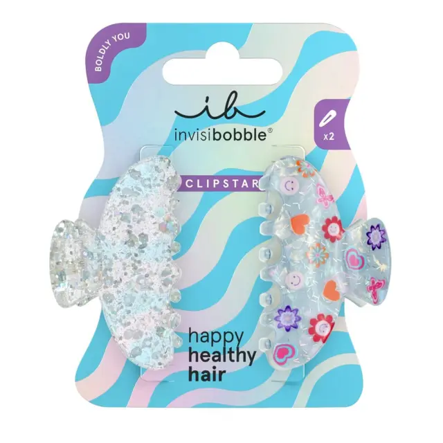 Invisibobble Boldly Clipstar M Cosmic Glow Κλιπ Μαλλιών Σετ 2τμχ