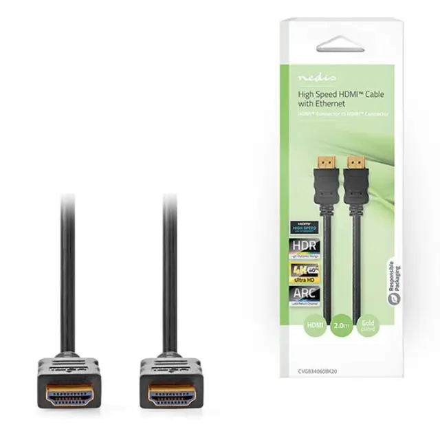 Καλώδιο High speed HDMI with Ethernet, HDMI αρσ. - HDMI αρσ., 2.00m.