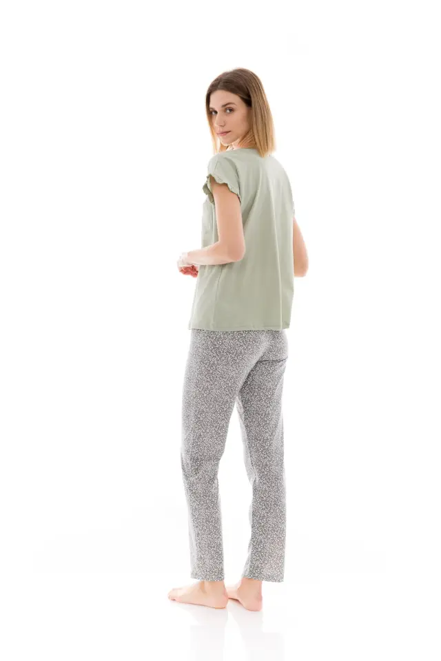 S1225 - Type - PYJAMA LONG PANTS AQUA FLOWER - M 3