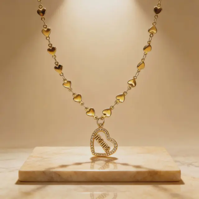 Mama Heart Chain Necklace – Gold