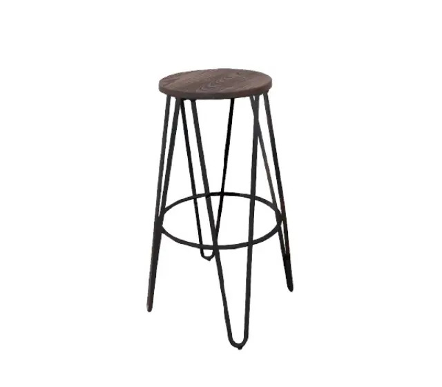 Σκαμπώ Bar ARCO Μέταλλο/Ξύλο Μαύρο/Δρυς Σκούρο Antique D. 33 H.76cm