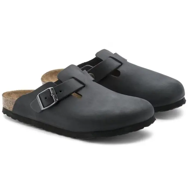 Ανατομικά Δερμάτινα Σαμπό Birkenstock Boston 0059461 Μαύρα Regular Fit Μαύρο - 40 2