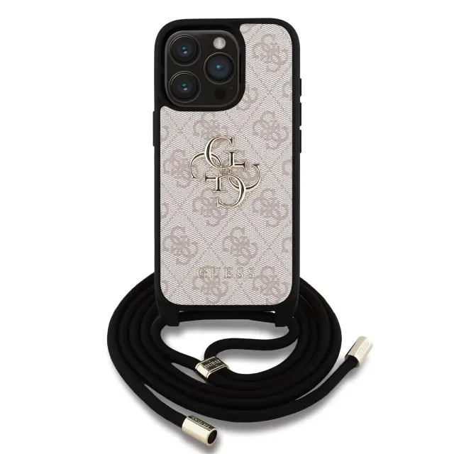 Guess PU 4G Metal Logo Crossbody Strap Case for iPhone 15 Pro Max Pink 2
