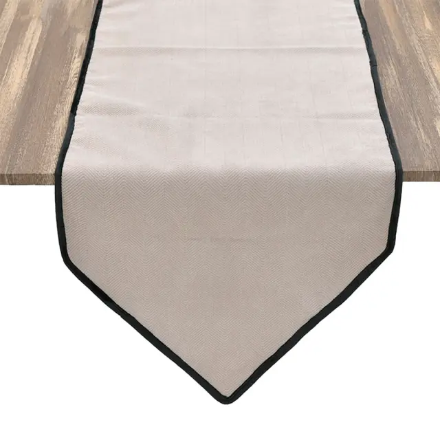 Τραβέρσα υφασμάτινη μπεζ/μαυρη 140x40x2cm InArt 3-40-520-0003
