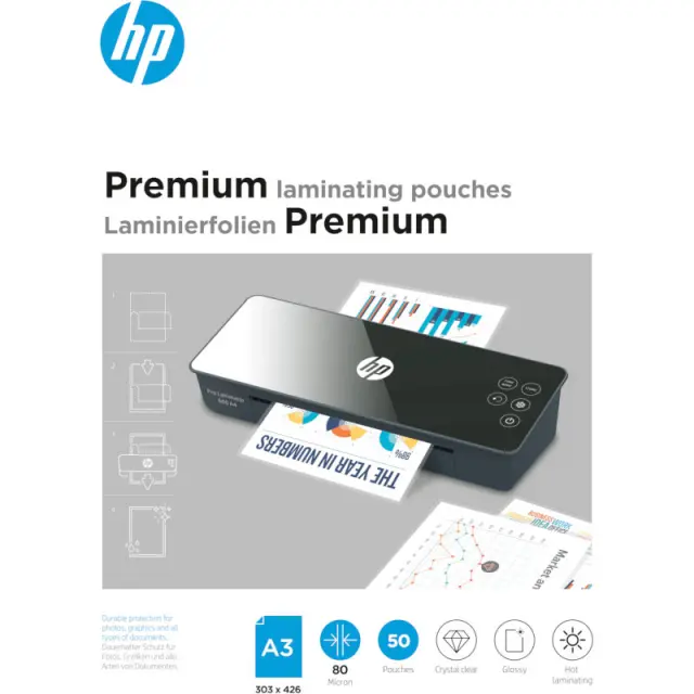 Φύλλα Πλαστικοποίησης Premium Για Α3 80 Microns 50Τμχ HP 9126