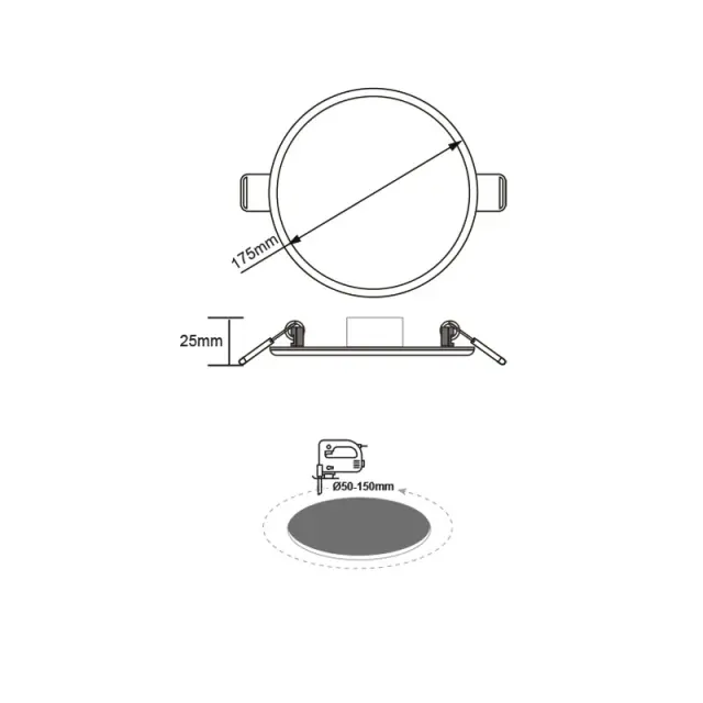 FLEX W ROUND LED SLMPANEL 15W 6000K 1370LM 230V AC Φ50-150 120° / FLEXI1560RW 3