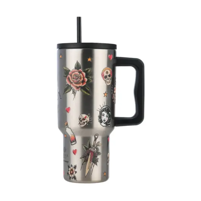 Estia Θερμός Straw Tumbler XL Save The Aegean 900ml Old School Ink