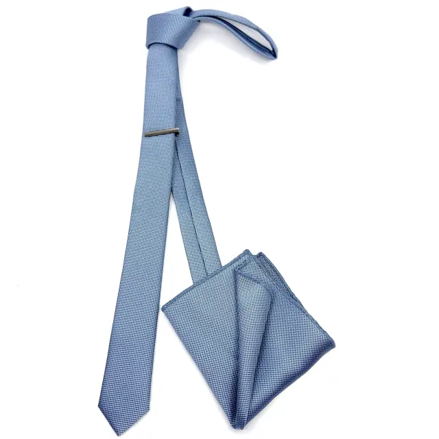 Blue Aesthetic Oxford Γραβάτα Slim 4,5 cm Σετ με Μαντηλάκι 2