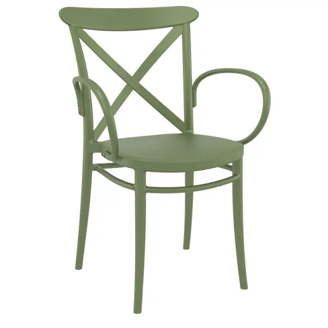 Πολυθρόνα Στοιβαζόμενη CROSS Olive Green PP 57x51x87cm
