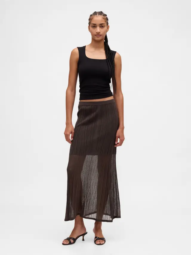 Sheer Maxi Πλεκτή Φούστα Terra brown