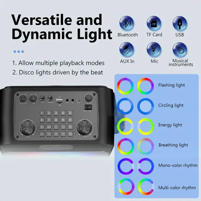 JYX φορητό ηχείο T19-T με 2x μικρόφωνα, 18W, 3000mah, LED, μαύρο 2