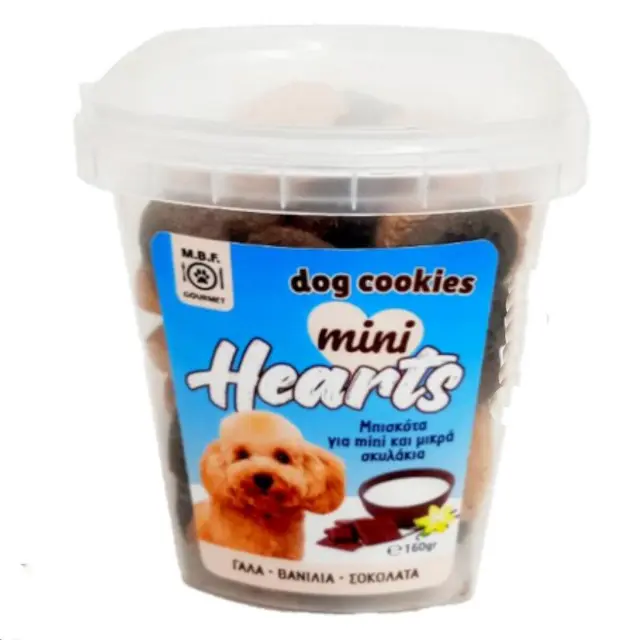 M.B.F Dog Cookies Mini Hearts Γάλα Βανίλια 160gr Μονόχρωμο