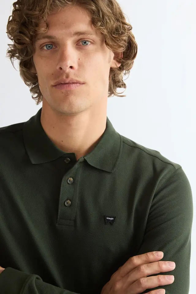 Wrangler Ανδρική Pique Polo Mπλούζα 112386873 – Khaki - XXL 3