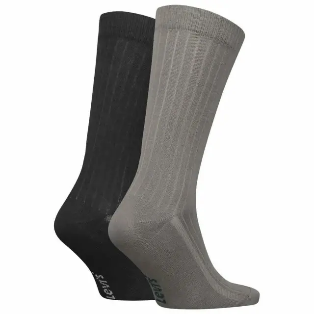 Levi's Reg Cut Drop Needle Rib Socks 2-Pack Beige/Black Beige/Black - 43/46 2