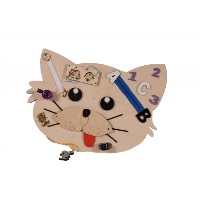 Moni Toys Ξύλινος Εκπαιδευτικός Πίνακας Δραστηριοτήτων Montessori Γατούλα 3+ Ετών