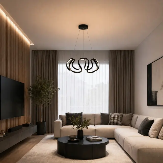 VenCore Nuvia Black - Μοντέρνο Κρεμαστό Φωτιστικό Οροφής LED 45W Μαύρο Αλουμίνιο με Ρυθμιζόμενο CCT Λευκό - Ημέρας - Θερμό & Χειριστήριο - Φ48 x Υ18cm (7741-20031) 2