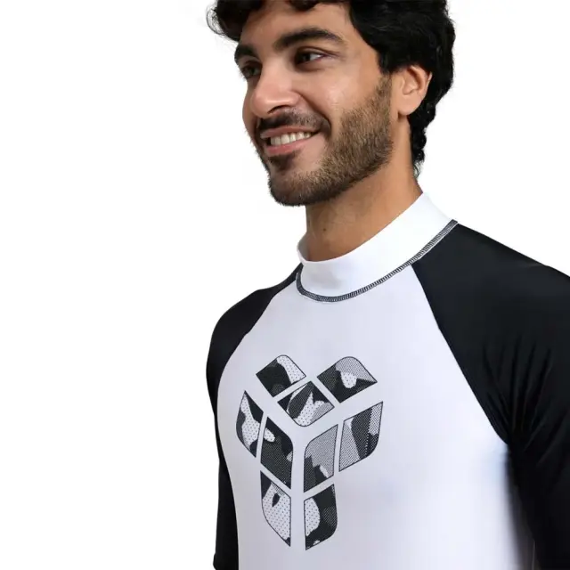 Arena Men's Shortsleeve Graphic UV Protection Rash Vest Tee Άσπρο - Μαύρο 006292-150 (Arena) - Small 3