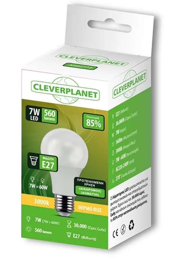 Cleverplanet Λάμπα Led 7W/E27 Θερμό Φως 2