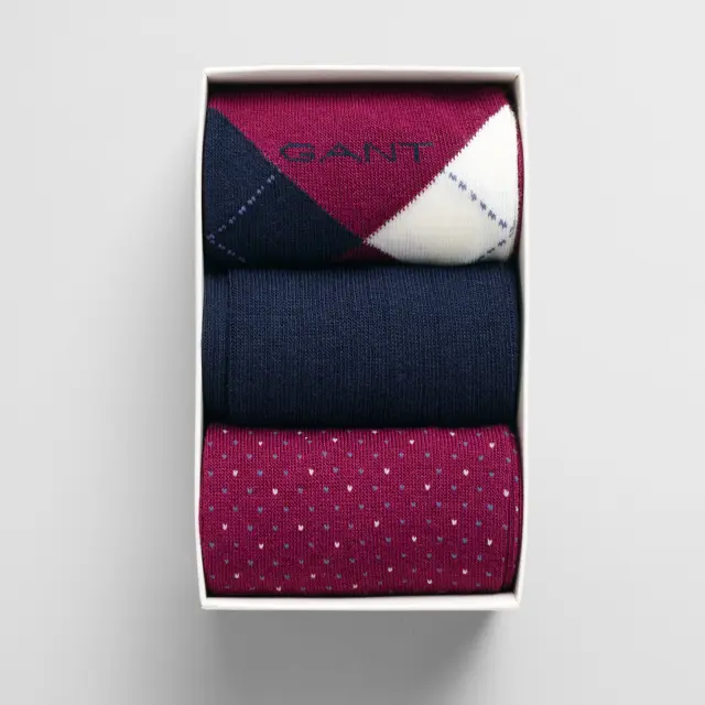 Ανδρικές Κάλτσες Gant Σετ 3 Ζευγών 9960314 558 Rich Wine Multi - 43-46 2