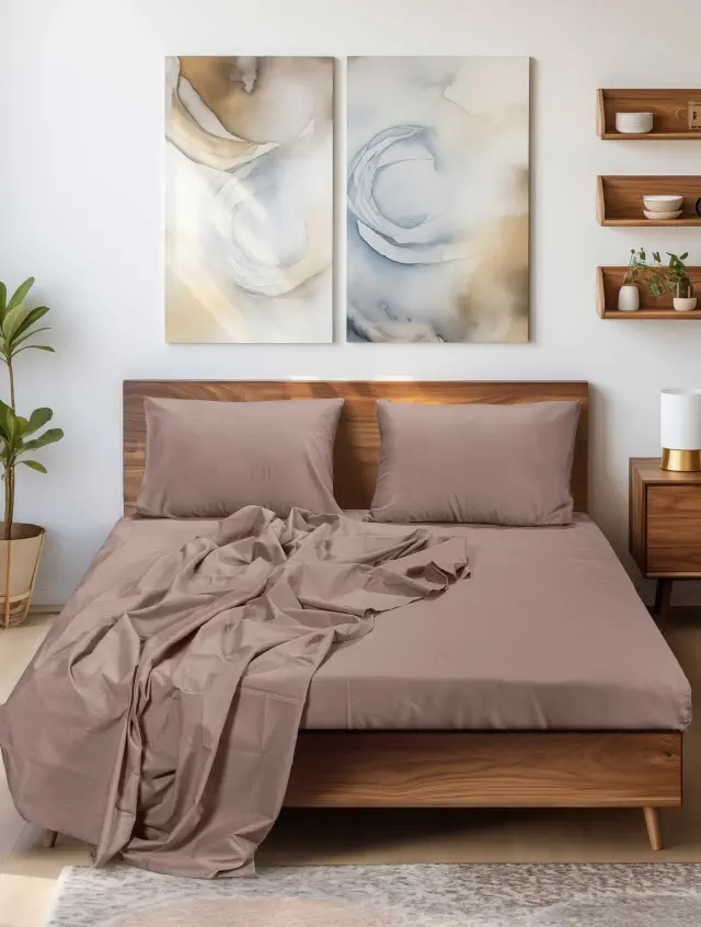 Σεντόνι SLEEK BROWN MADI μονό με λάστιχο: 100 x 200+35 εκ.