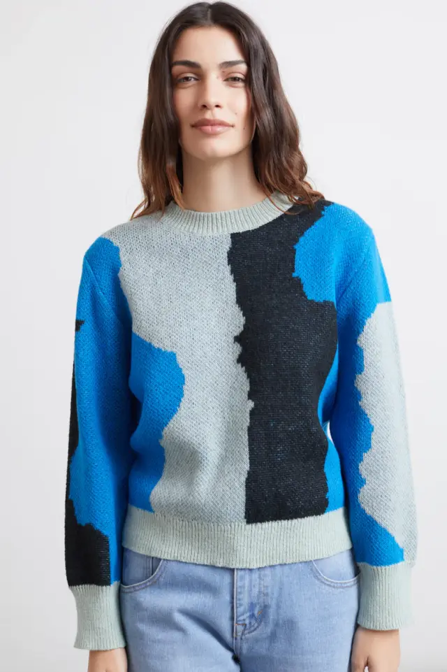 24COLOURS Gradient Sweater Γυναικείο Πουλόβερ Polyester/Wool Loose Fit - Multicolor 41164a - XS