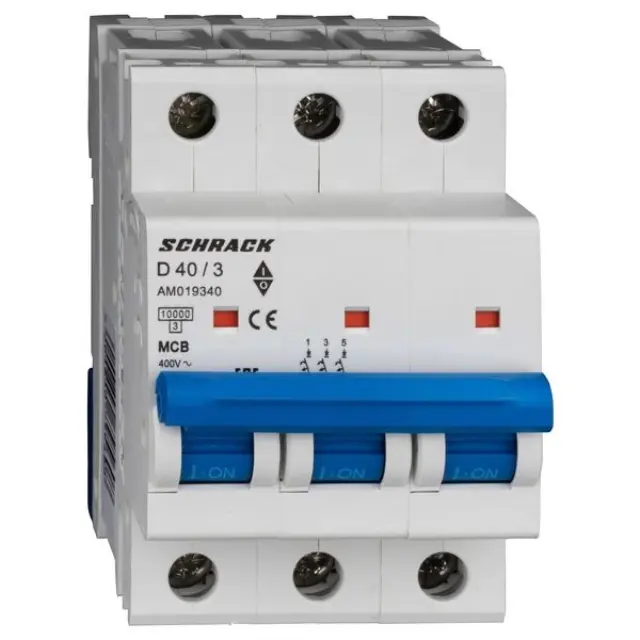 Miniature Circuit Breaker (MCB) AMPARO 10kA, D 40A, 3-pole