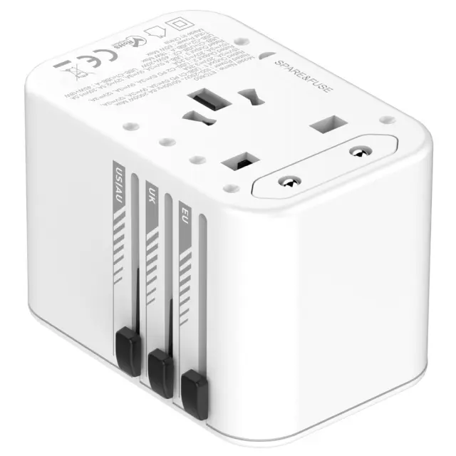 Παγκόσμιος Φορτιστής Ταξιδίου Energizer ETC650 US/AU UK EU με 1xUSB-A QC 30W και 2xUSB-C PD65W GaN Λευκός 3