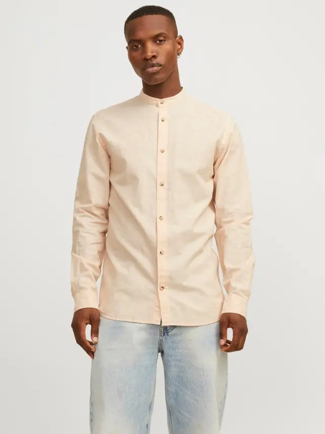 JJESUMMER BAND LINEN BLEND SHIRT LS SN apricot ice 3