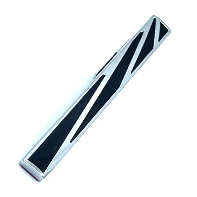 Ασημί Μαύρο Κλιπ Γραβάτας 5,5 cm με Σμάλτο – LGTC/5.5-37 3